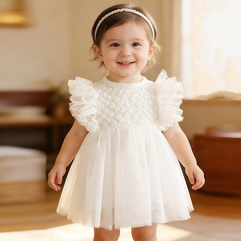 Ruffles Lace Newborn Baby Girl Wedding Pageant Dress Christening Gowns  Princess Party Dresses Baby Clothes | Shopee Malaysia