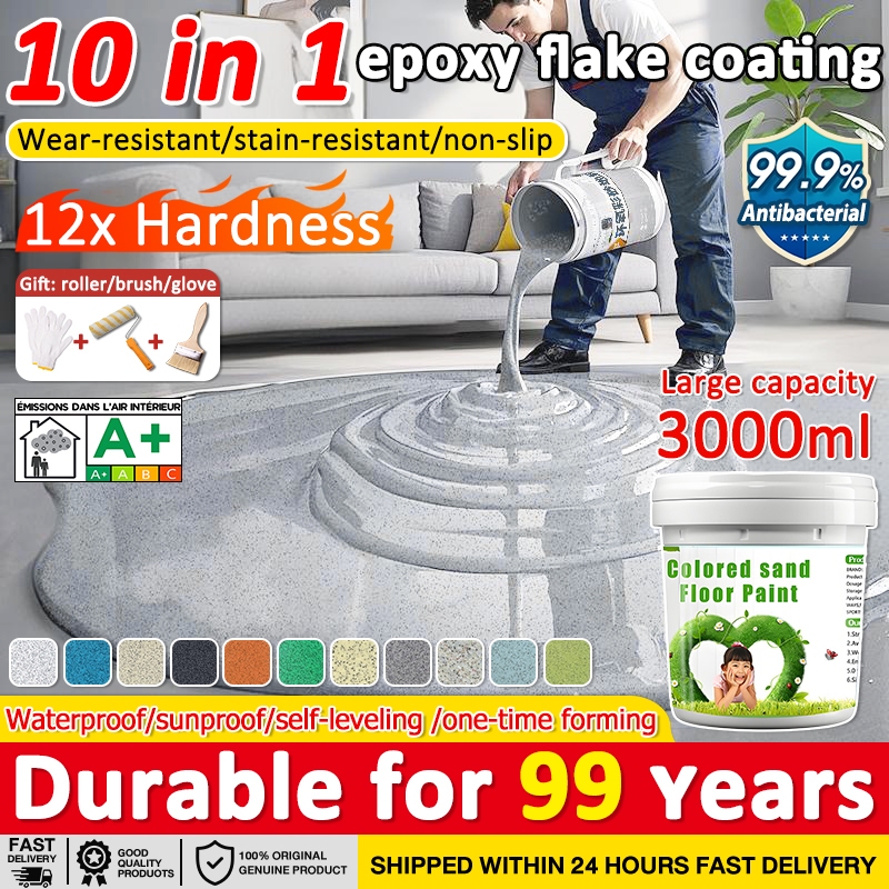 [24 hours delivery] colour sand floor paint 1000ml epoxy colour sand ...