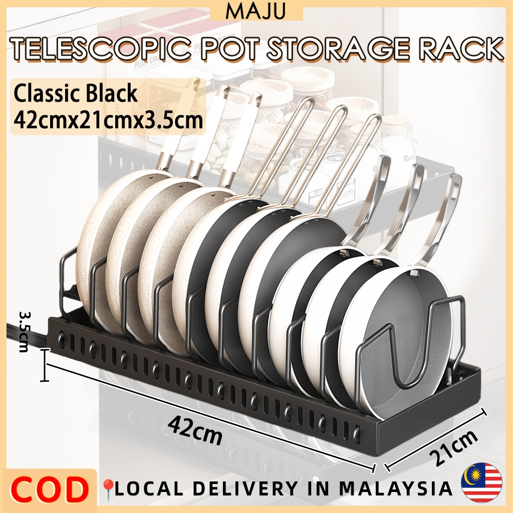 【Ready Stock】Adjustable Kitchenware Storage Rack Dividers Adjustable ...