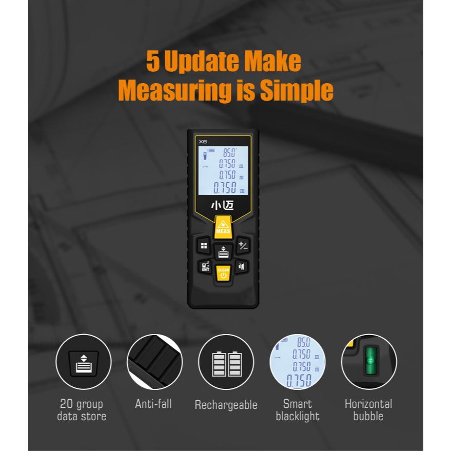MILESEEY Digital Laser Rangefinder Measurement LCD Distance Meter High ...