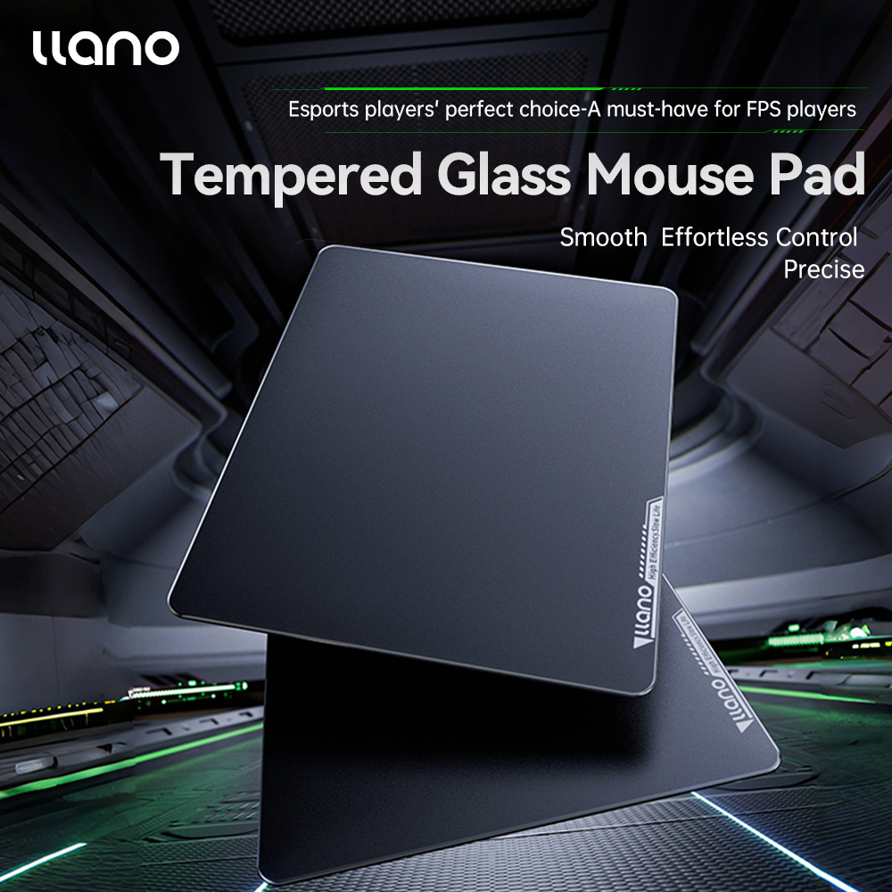 LLANO R2 Tempered Glass Gaming Mouse Pad Smooth High-Speed Surface for ...