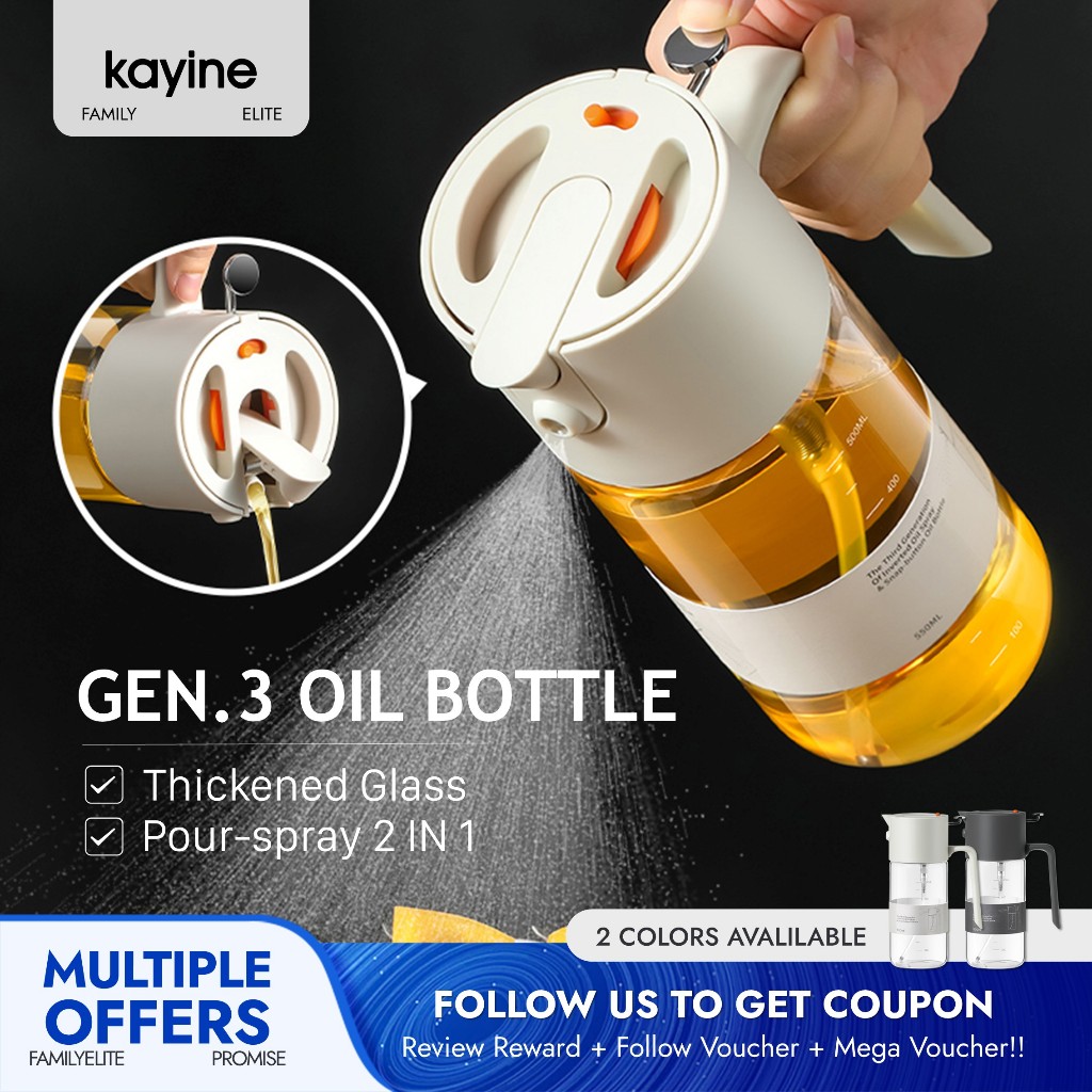 【MY STOCK】Kayine GEN.3 Drip-Free Glass Oil Bottle Dispenser Oil Spray ...