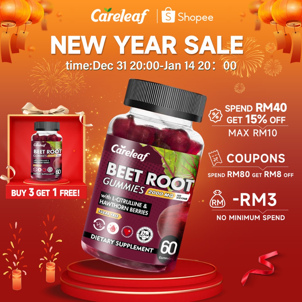 CareLeaf Sugar-Free Beetroot Gummies-Boost Stamina, Enhance Athletic ...