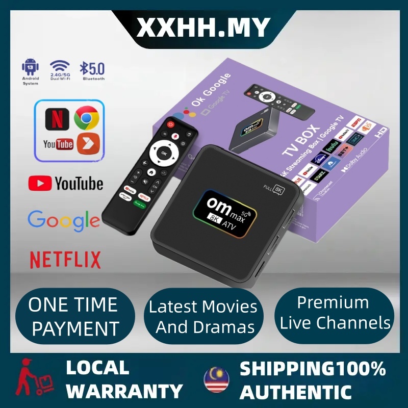 OM MAX Android TV Box 4K Full HD - Supports WiFi 5G & Bluetooth 5.0 ...