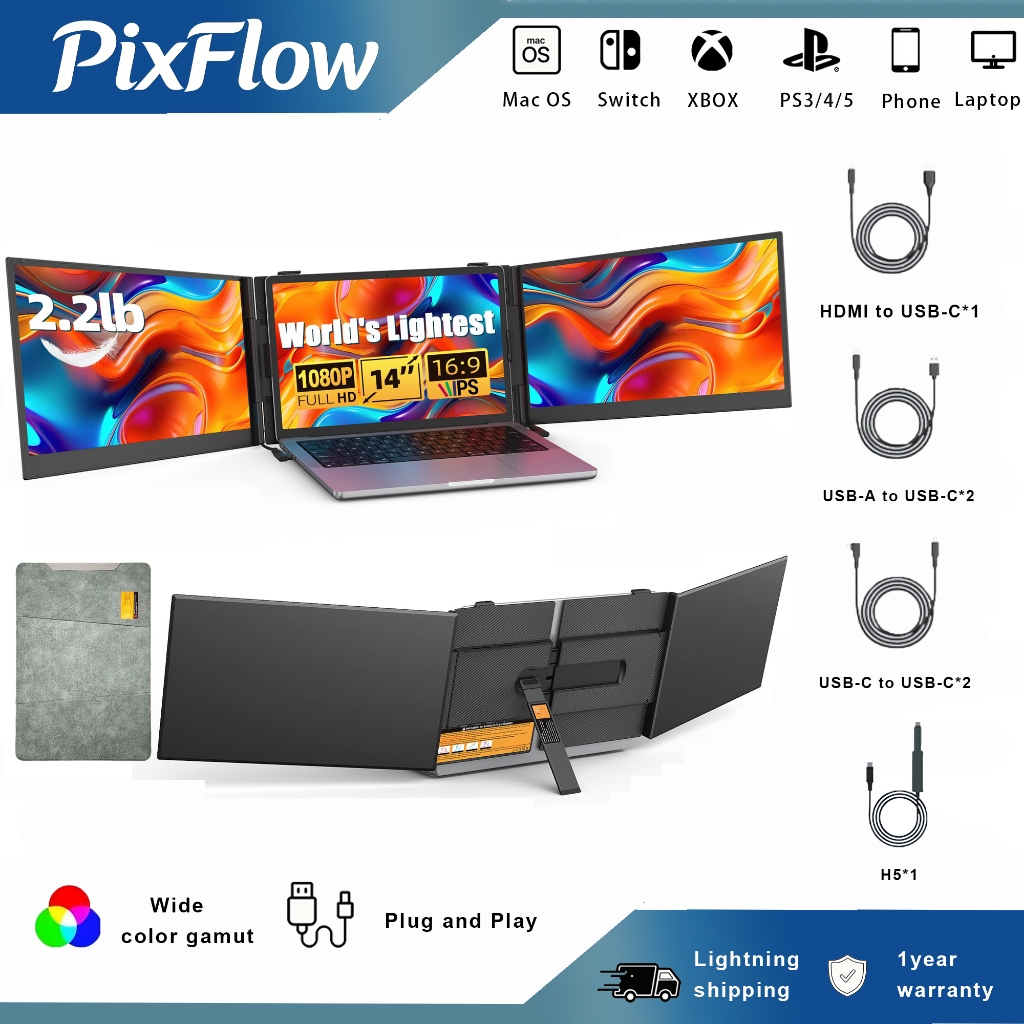 14inch Ultra-Thin Laptop Screen Extender Portable Monitor, 1080P FHD ...