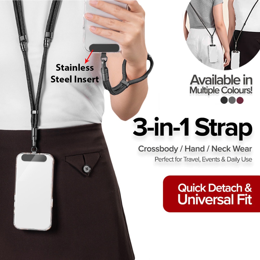 3-in-1 Moile Phone Strap Hanging rope sturdy Compatible with iPhone ...