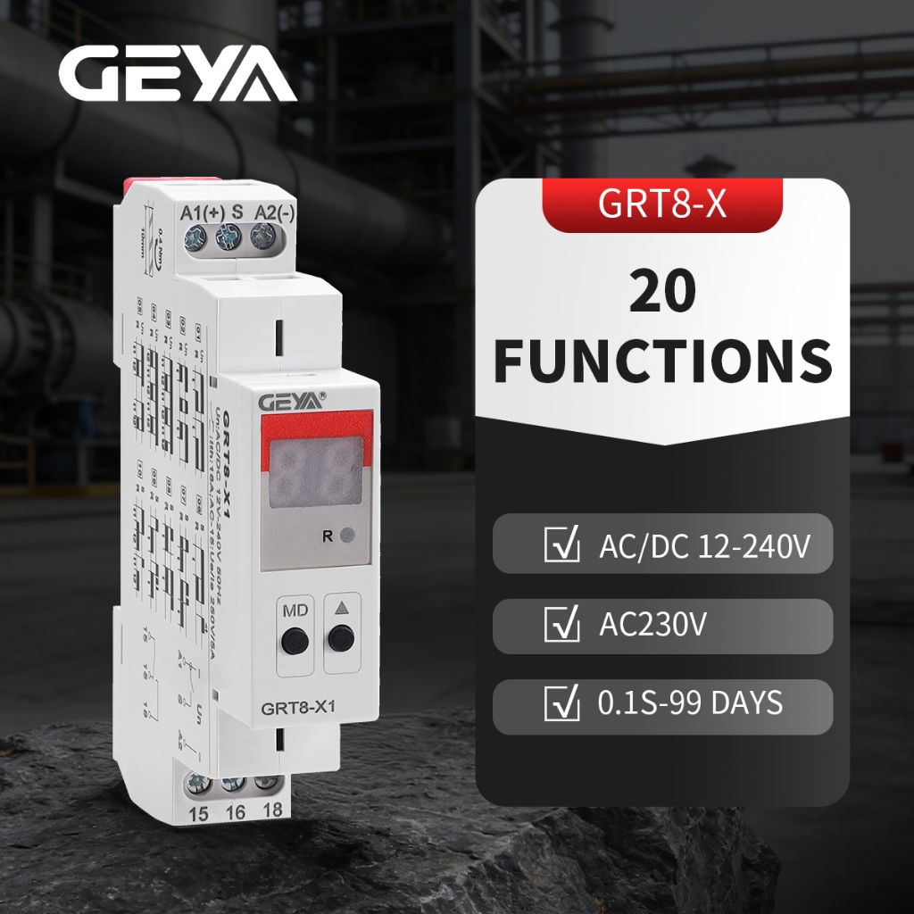 GEYA GRT8-X Digital Display Multifunction Timer Relay Switch 20 ...