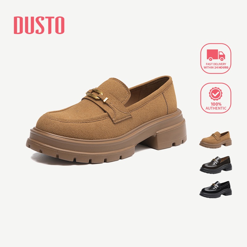 DUSTO Loafers - Thick Sole Leather Women's Shoes | Black/Brown ...
