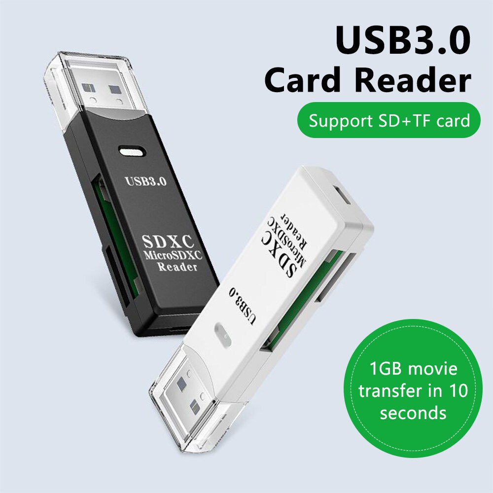 2-IN-1 USB 3.0 Card Reader Flash Smart Memory Card 2 Slots For TF SD ...
