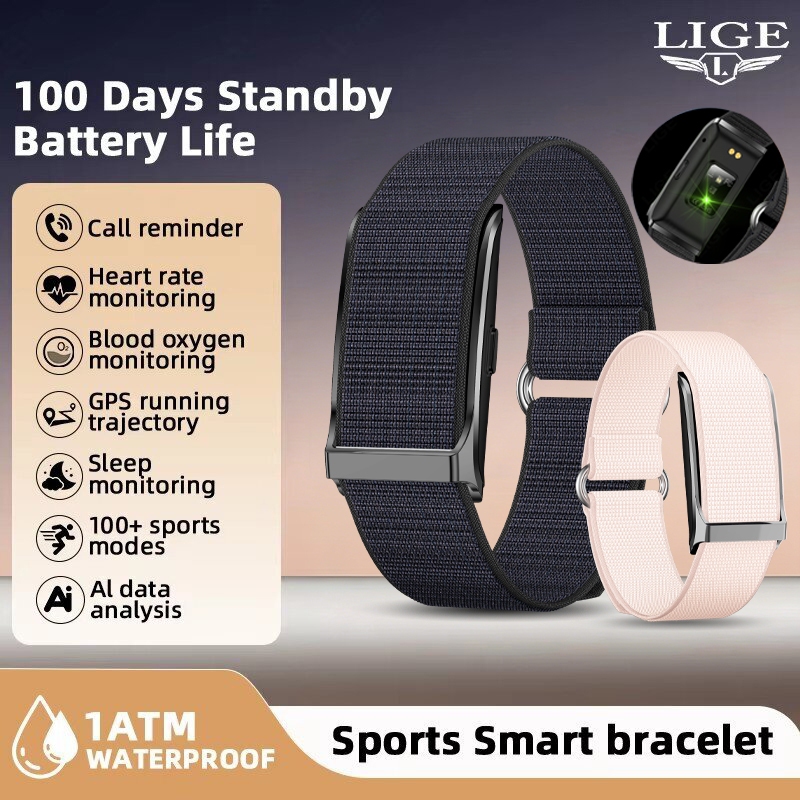 LIGE Screenless Smart Bracelet Smart Watch Blood Pressure Monitoring Fitness Tracking Smart Bracelet Waterproof Sports Smart Bracelet For Men And Women