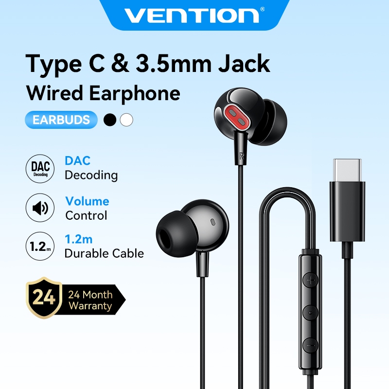 Vention ECHO USB C In-ear Earphones with 3.5mm Plug Wired DAC With ...