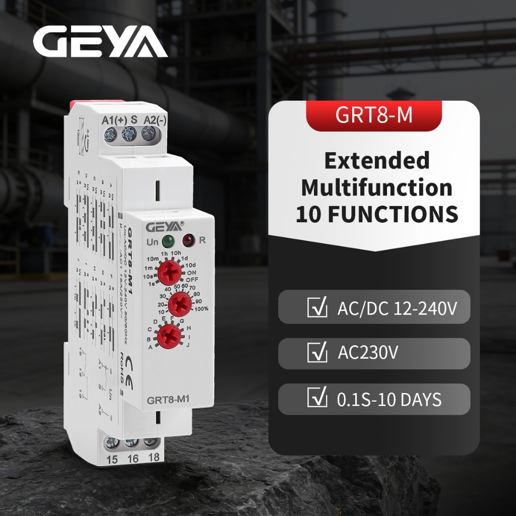 GEYA GRT8-M 16A Multifunction Timer Relay Switch 10 Functions Choices ...