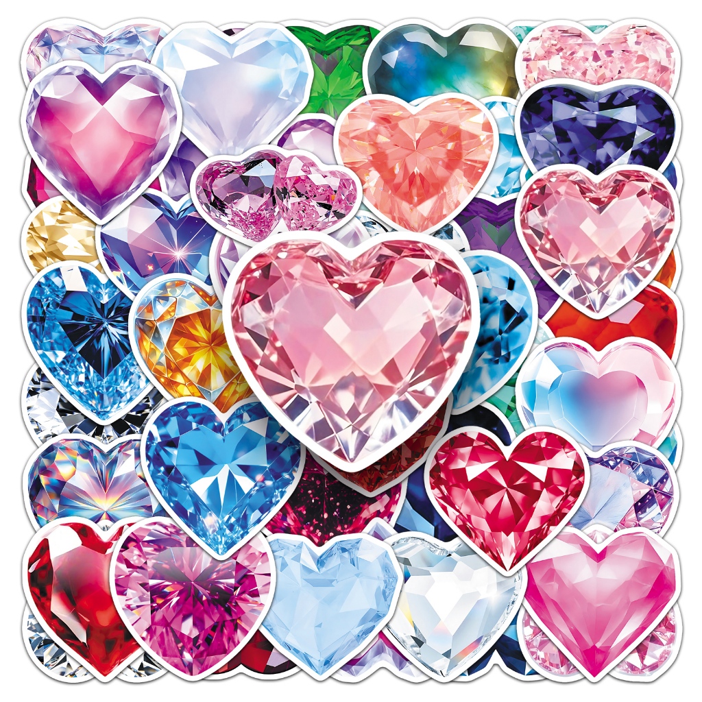 50pcs Shining Brilliant Heart Diamond Stickers For Phone/Laptop ...