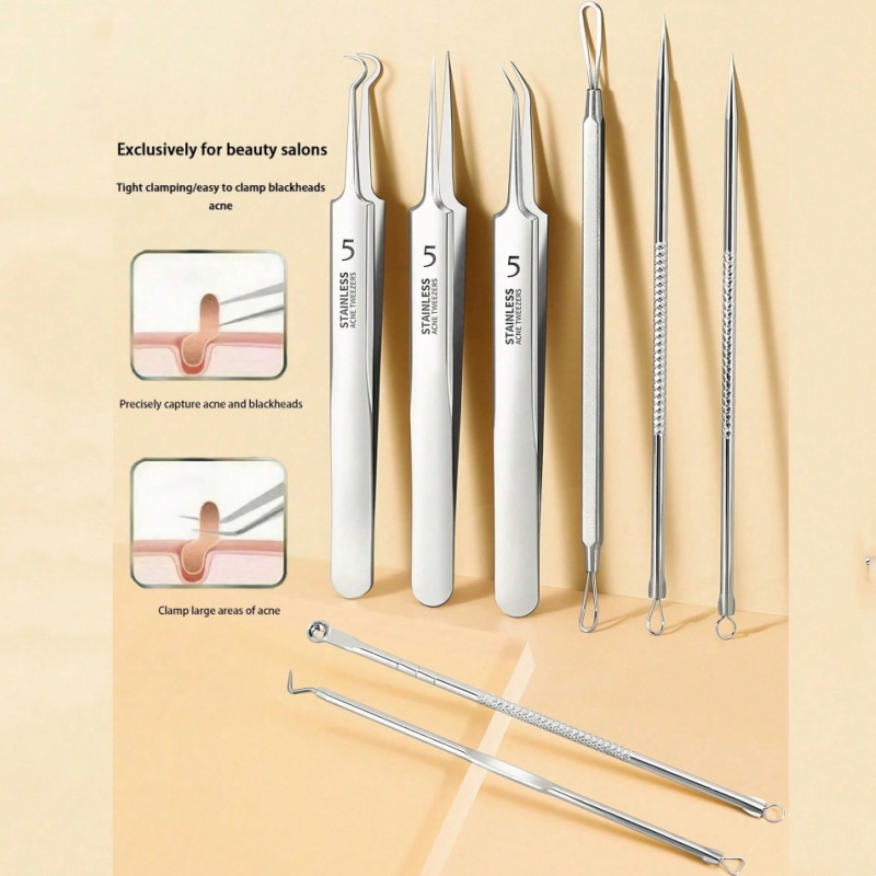 Professional Acne Blackhead Remover Kit 8Pcs - Pimple Extractor Tools ...