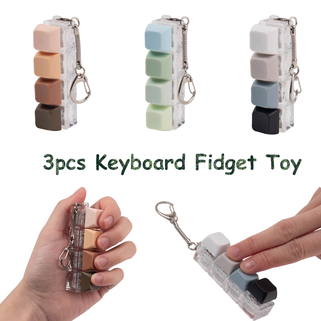 3pcs set Keyboard Fidget Toy Keychain 4-in-1 Loud Sound Keyboard ...