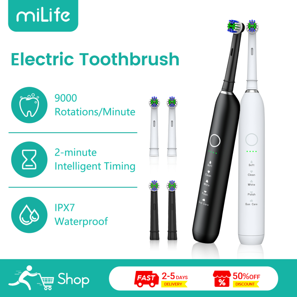 MiLife Electric Toothbrush T305 5 Modes 9000 Rotation/Min IPX7 ...