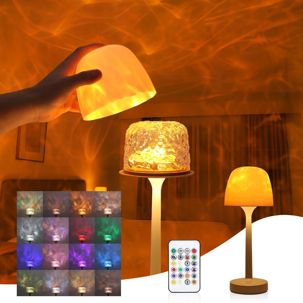 Water Ripple Light Table Lamp,16 Color Ocean Wave Projector,RGB Color ...