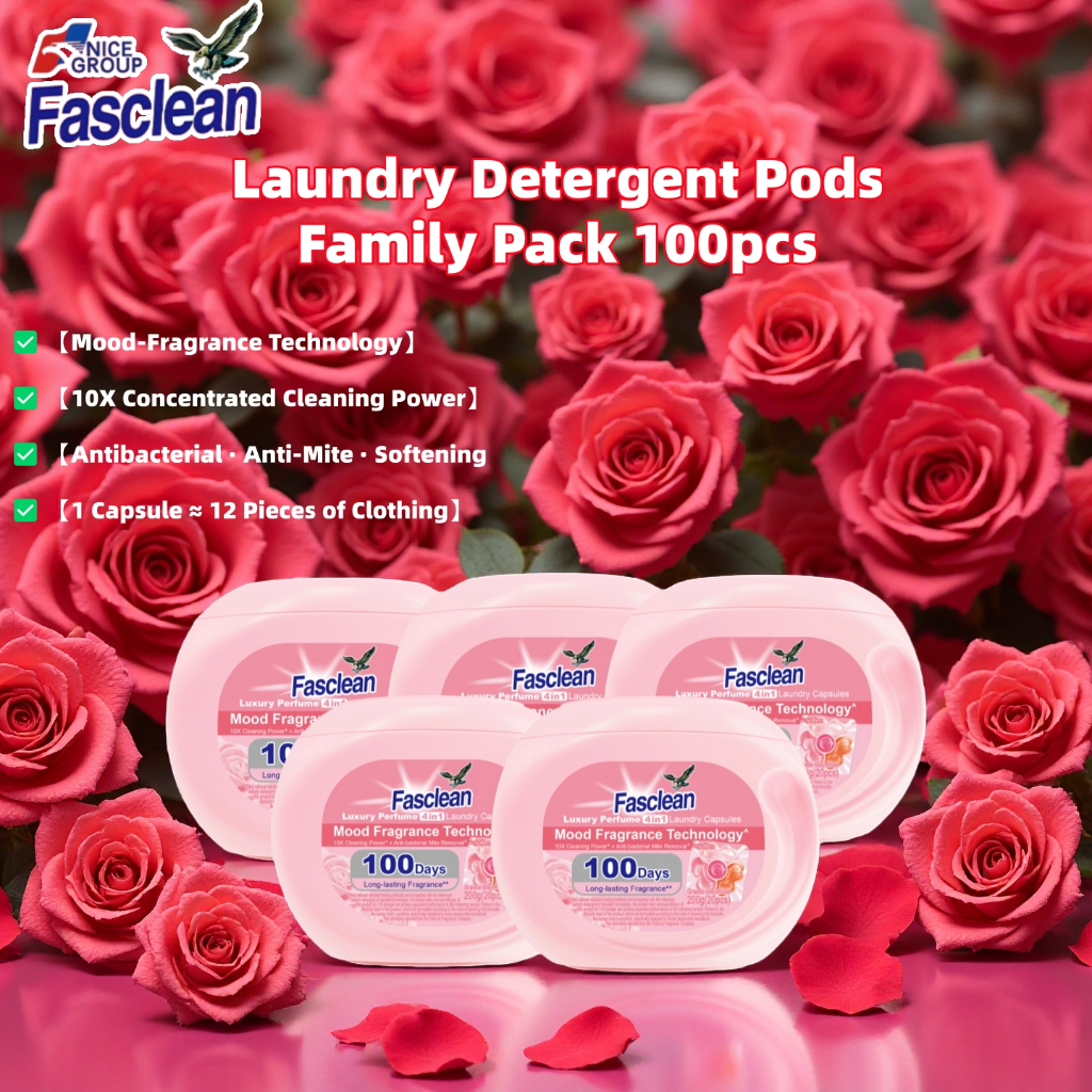 Fasclean 4-in-1 Laundry Detergent Pods - Family Pack 100pcs, Long ...