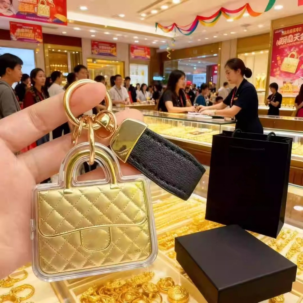 Gold buckle gold keychain for bag gift for girl keychain gold present ...