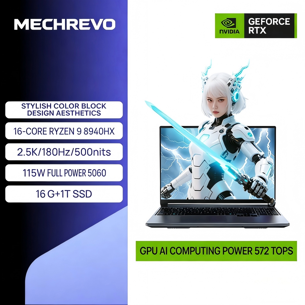 MECHREVO JiaoLong 16Pro Gaming Laptop R9-8940HX RTX5060 16GB 1TB 2.5K ...