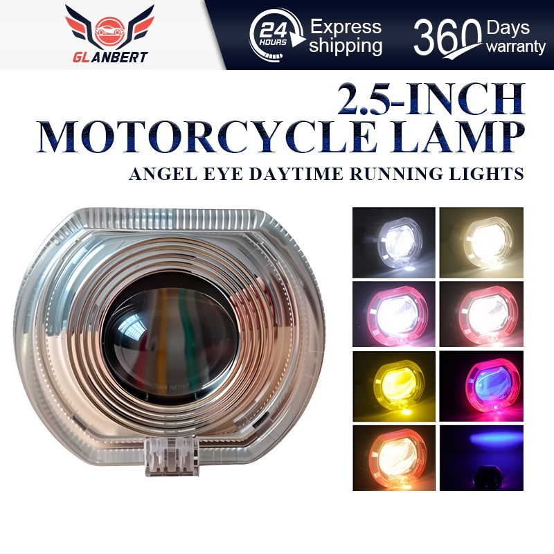 Motorcycle LED Headlight 3 Inch Projector Lens Angel Eye Devil Eye ...