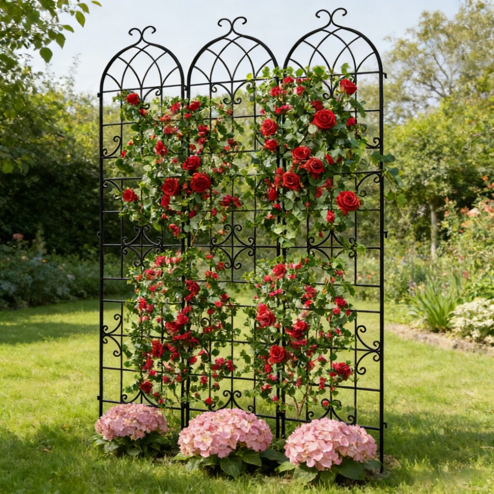 3 Pieces Vine Climbing Frame, Garden Decorative Fence, Outdoor Wrought ...