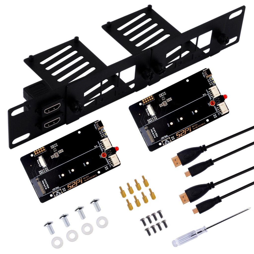 DeskPi Rackmate 10-inch 1U Rack Mount with 2 PCIE NVME Boards for ...
