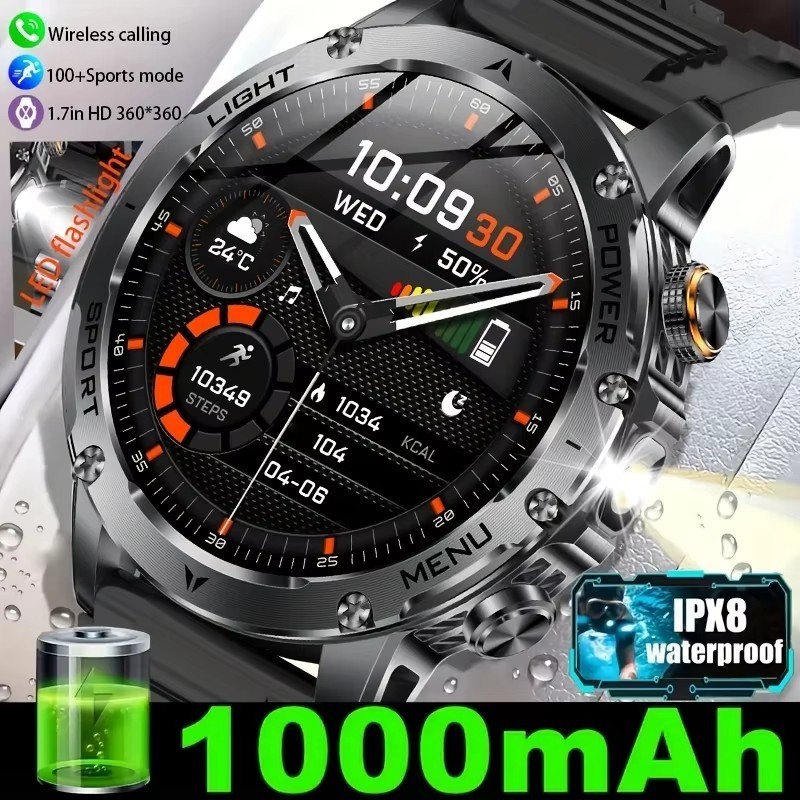 LIGE Multifunctional Smart Watch Men 1000mAh Large Capacity Battery Sport Watch Outdoor Flashlight Bluetooth Call Waterproof Smartwatch