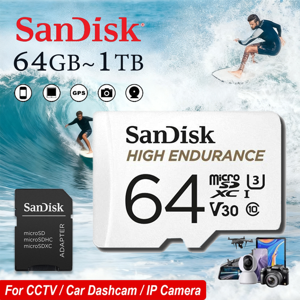 SanDisk High Endurance V30 U3 Class 10 microSD™ with Adapter 32GB/ 64GB ...