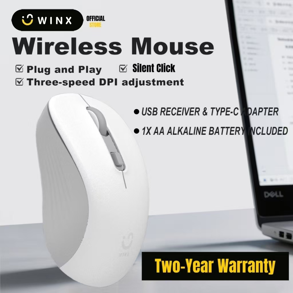 WINX Ergonomic 2.4G Silent wireless mouse 3-level DPI Adjustment with ...