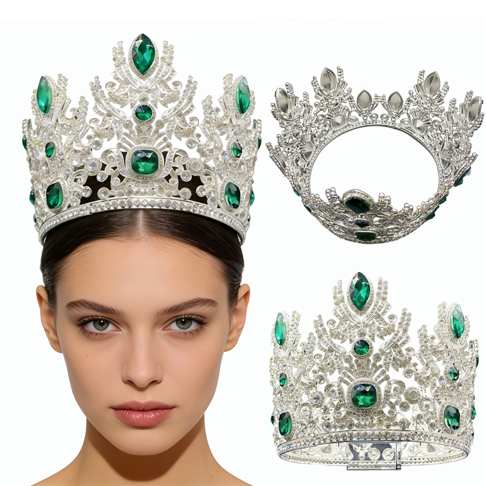 Full Round Pageant Crown for Women, Crystal Queen Crowns and Tiaras ...