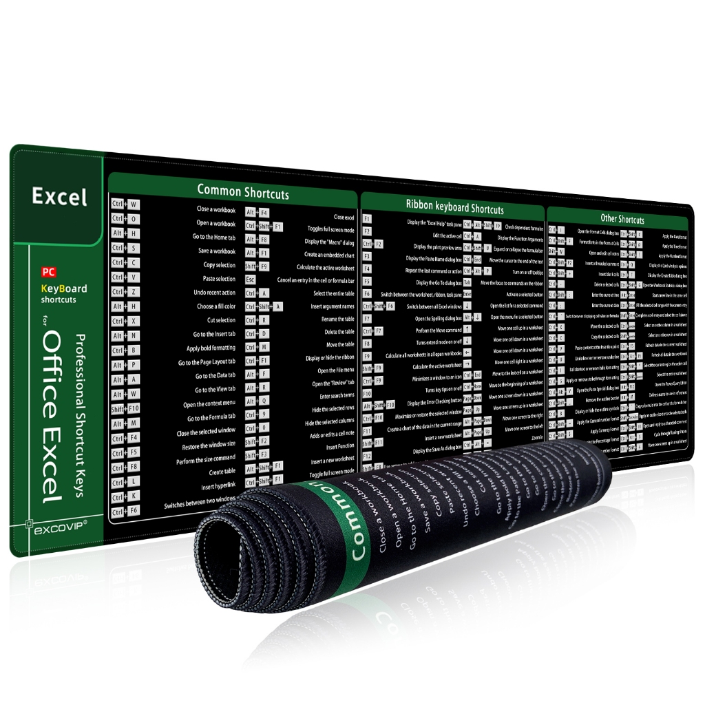 For for forEXCEL Shortcut Keyboard Mouse Pad English Large Size Soft ...