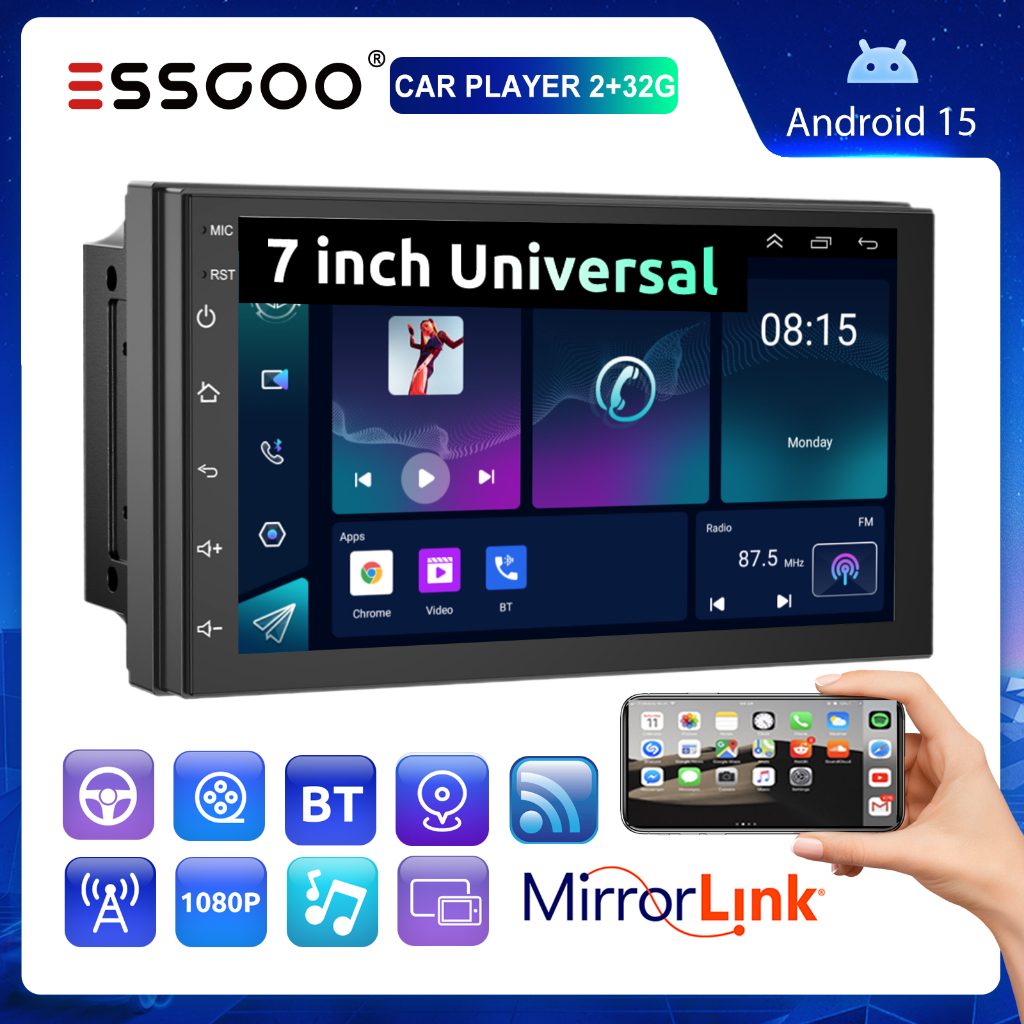 7 inch Android 15 Car Stereo Bluetooth GPS Double 2 Din MP5 Radio ...