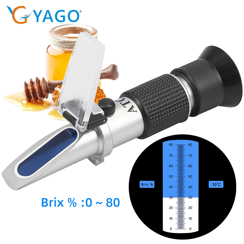 YAGO Handheld Refractometer 0-80% Brix Sugar Content Detection Optical ...