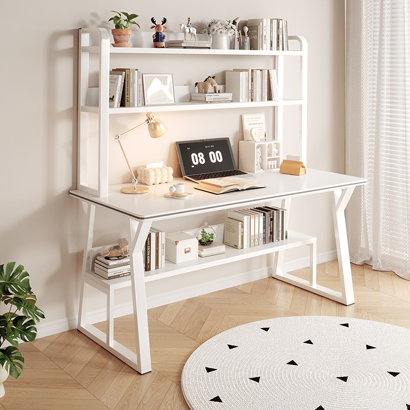 Bookshelf, desk, study table, office desk, with multi-level bookshelf ...