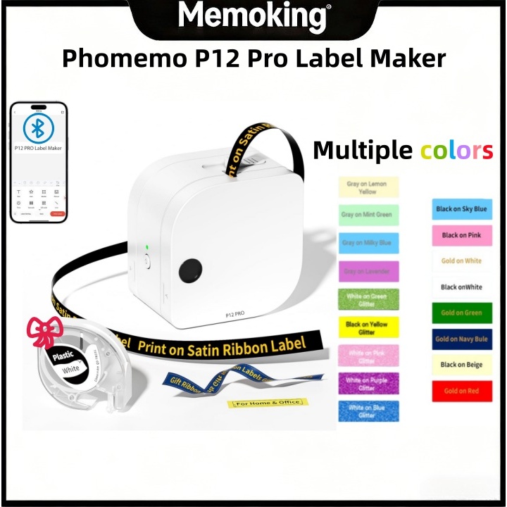 P12 PRO Label Maker Machine with Tape, Mini Bluetooth Portable Thermal ...
