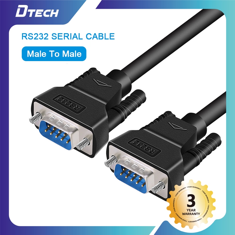 DTECH RS232 Serial Cable DB9 Male To Male Null Modem Cord Cross TX RX ...