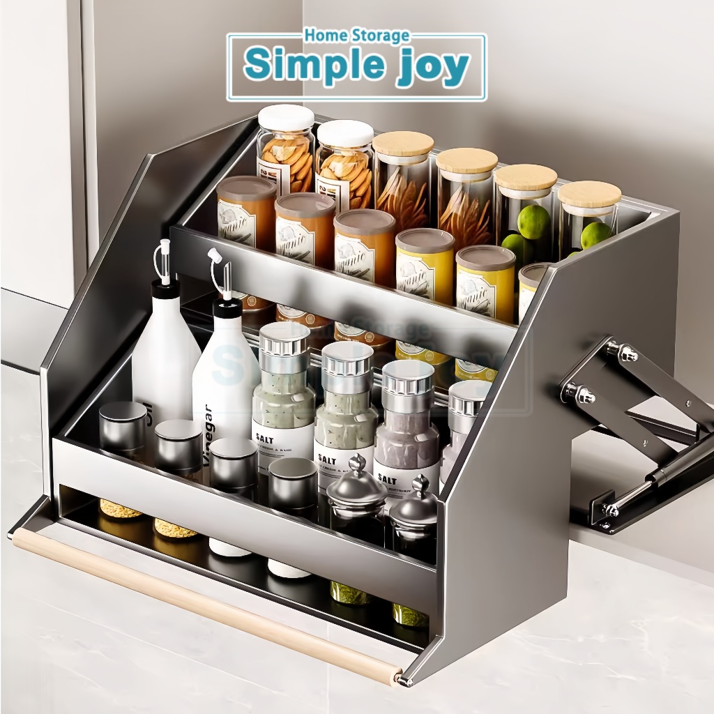 SimpleJoy Cabinet Elevator Basket Pull Down Spice Storage Kitchen ...