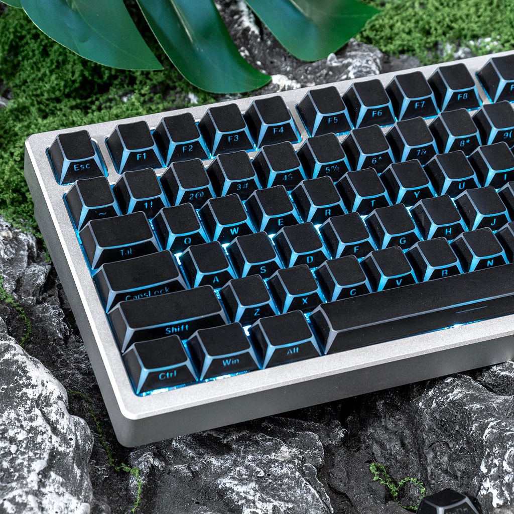 Black / White Folded Shadow 3.0 Keycaps PBT Double Shot RGB shine ...