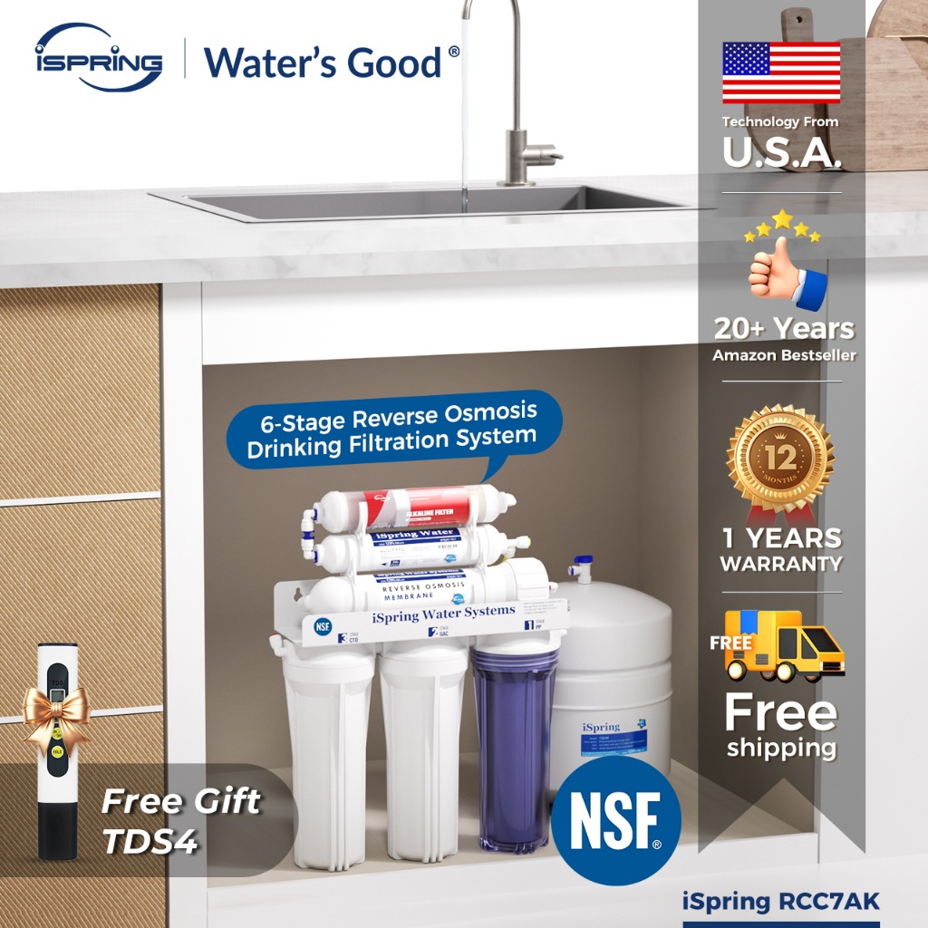 iSpring RCC7AK NSF Certified RO Drinking Water Filtration System 75 GPD ...