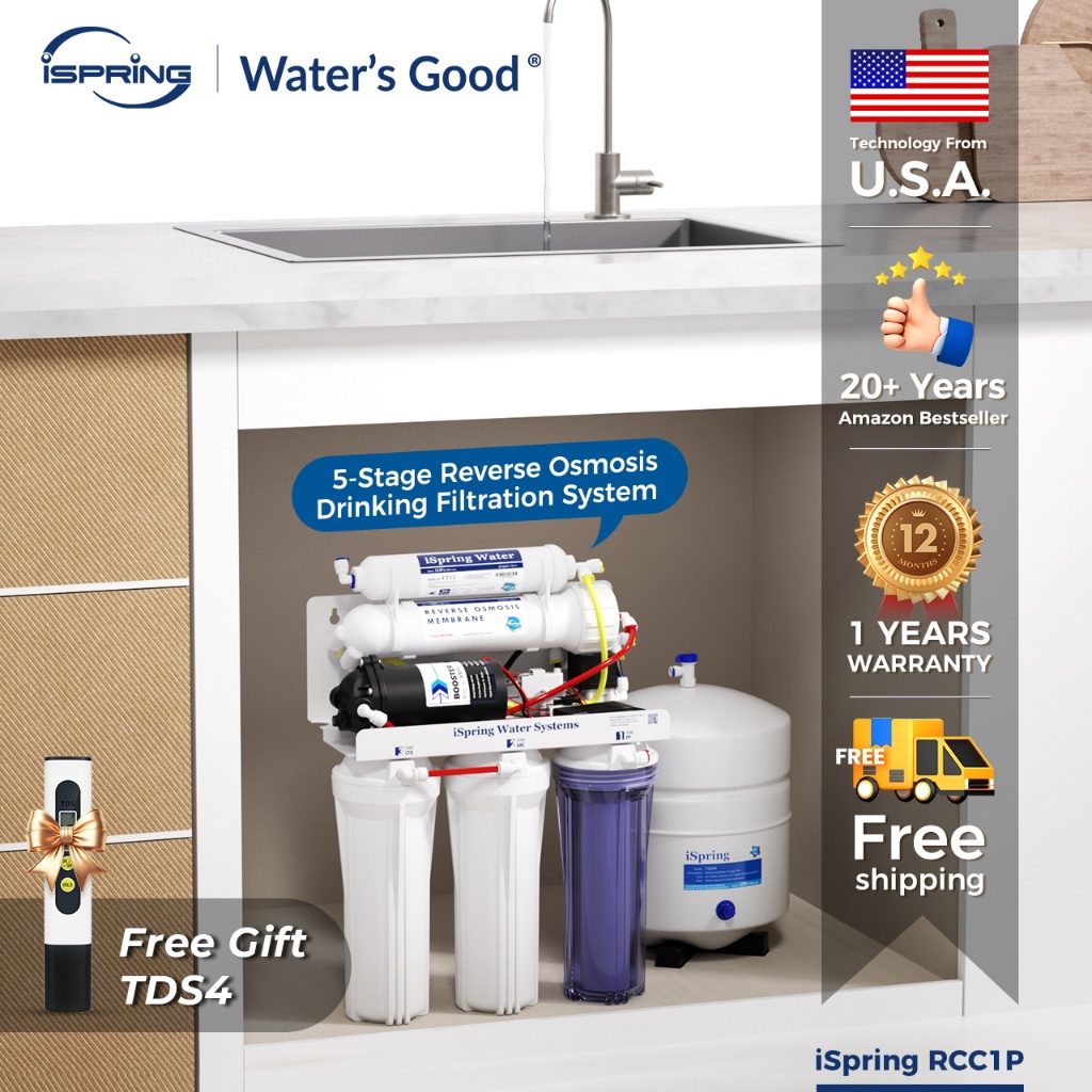 iSpring RCC1P High Capacity 5-Stage Under Sink Water Filter Reverse ...