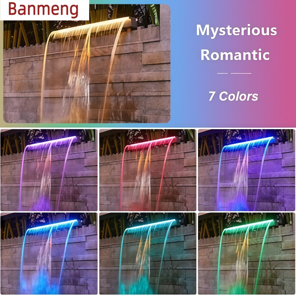 Acrylic Waterfall Lights Decor Water Curtain Wall Spout Outdoor Spa ...