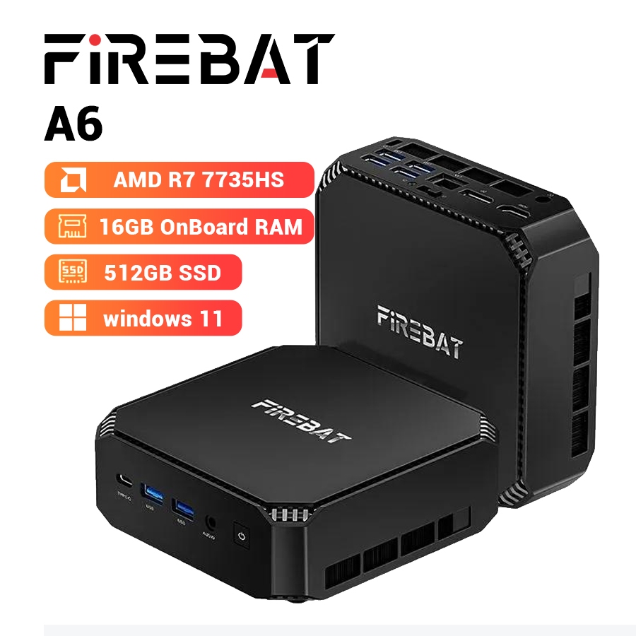 Firebat AMD Ryzen 7 7735HS Triple-Display A6 Mini PC (16GB RAM