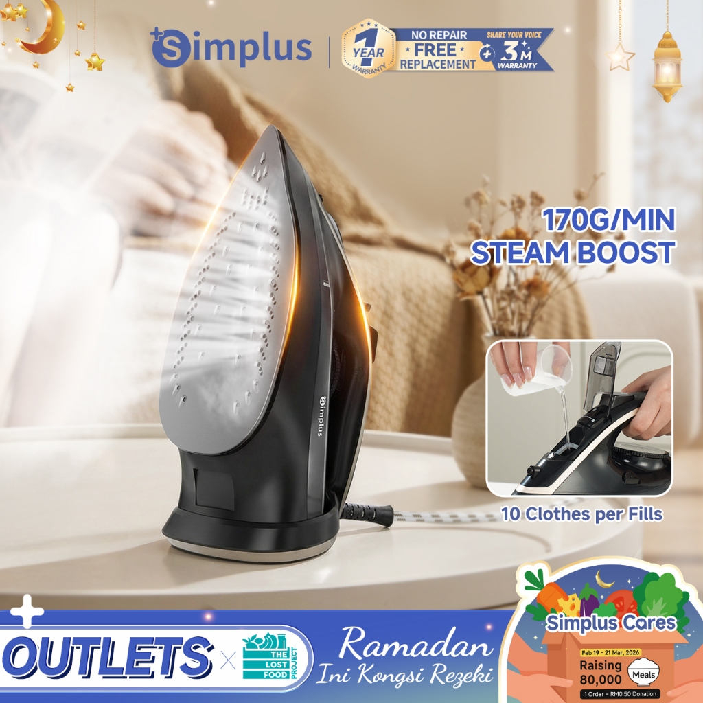 【NEW】Simplus 2200w Garment Steam Iron | 40g/min Superior Steam | 170g ...