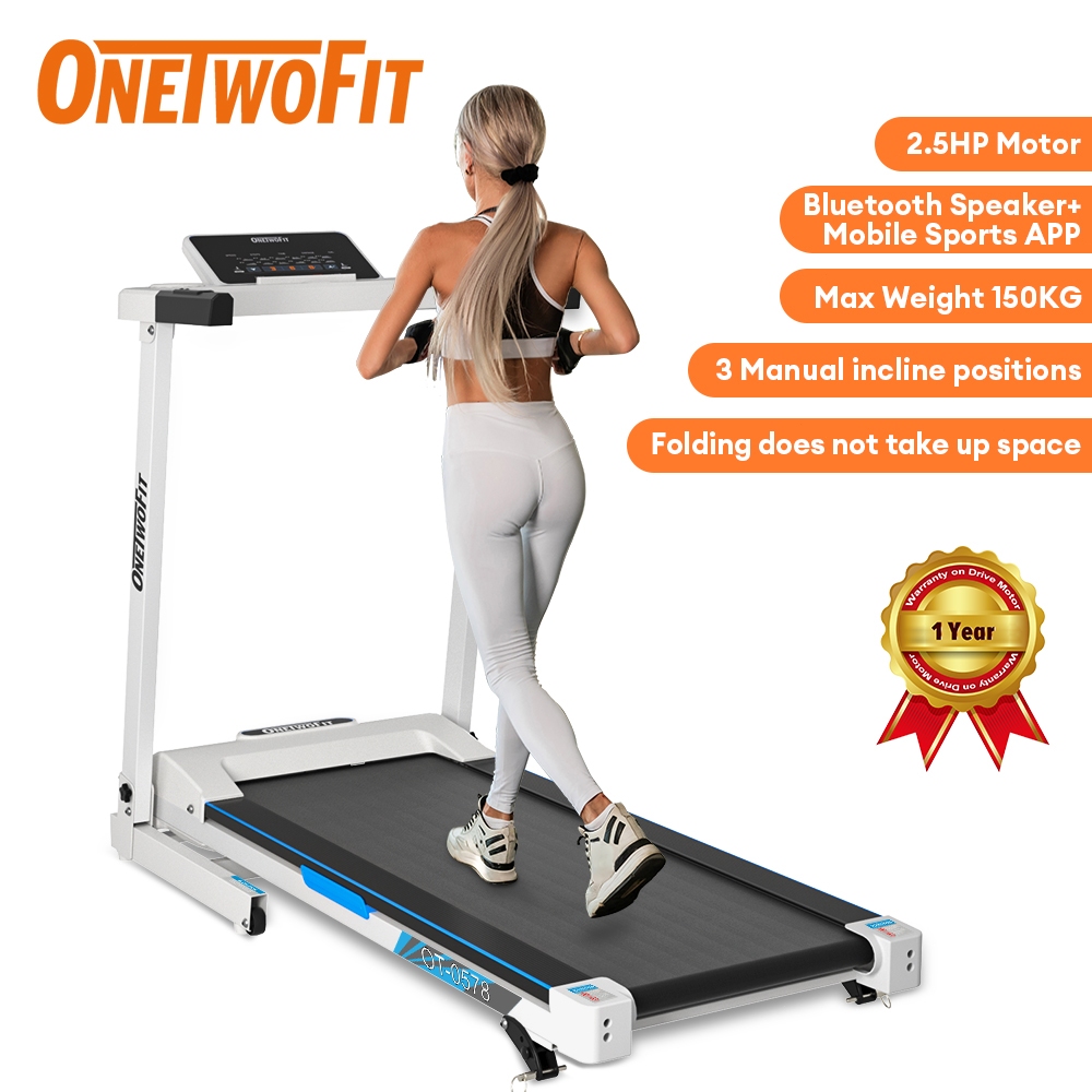OneTwoFit Fitness Foldable Treadmill Smart Running Machine Incline ...