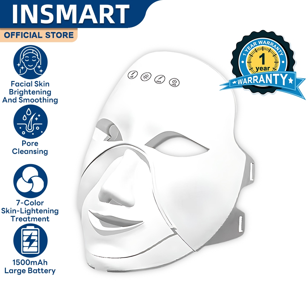 INSMART LED Facial Mask Phototherapy Facial Mask Heating Microcurrent ...