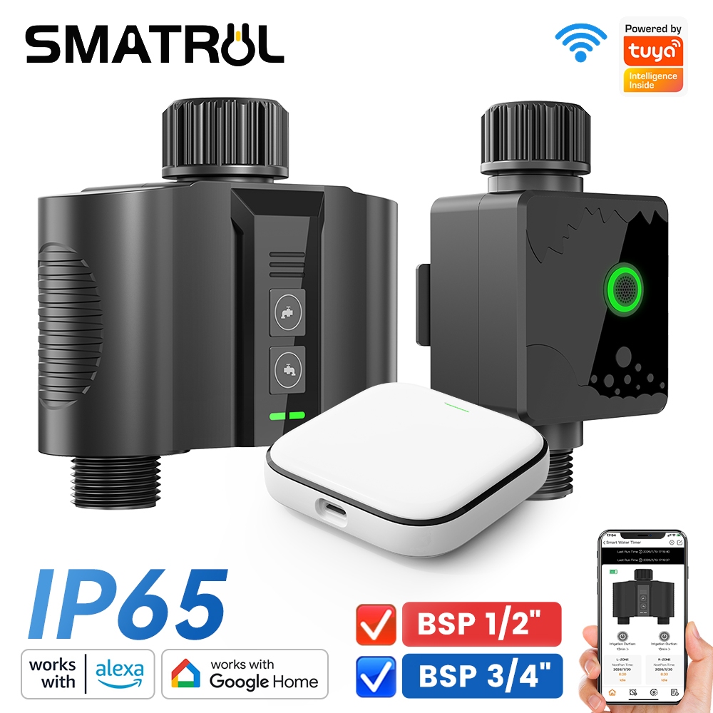 SMATRUL WiFi + RF433 Smart Water Timer Valve With Dual-Zone Control ...