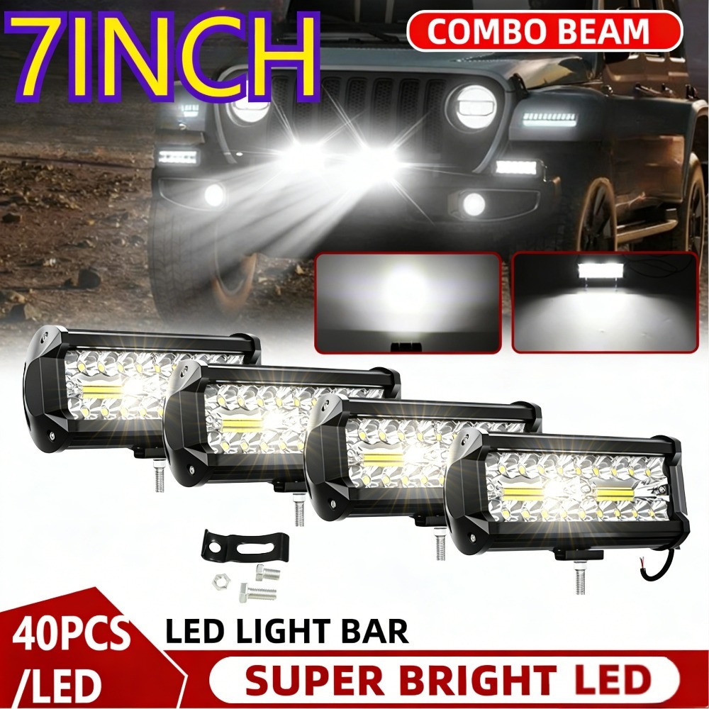 7 Inch Led Work Light Square Spotlight 400W Car Headlight Light Bar For ...
