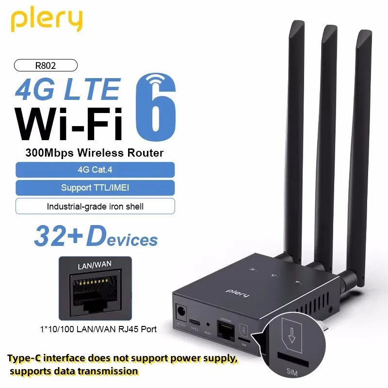 Plery WiFi6 Industrial SIM Card Router AX300 4G LTE Router SIM card ...