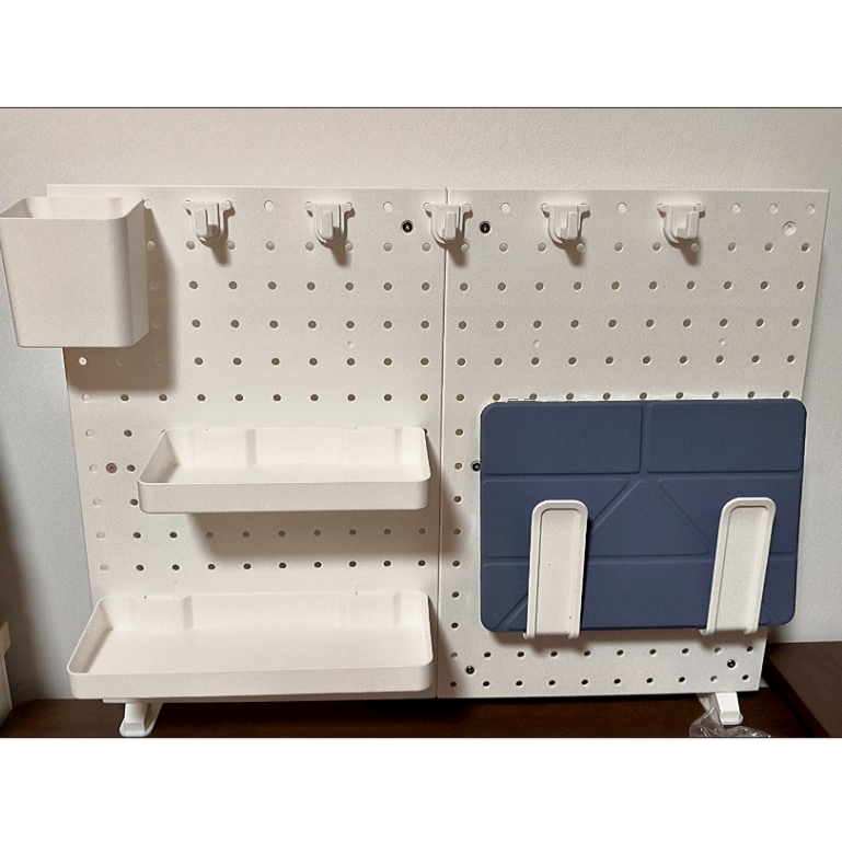 Desk Pegboard Organizer No-Drill Stationery Storage Wall-Mounted Tidy ...